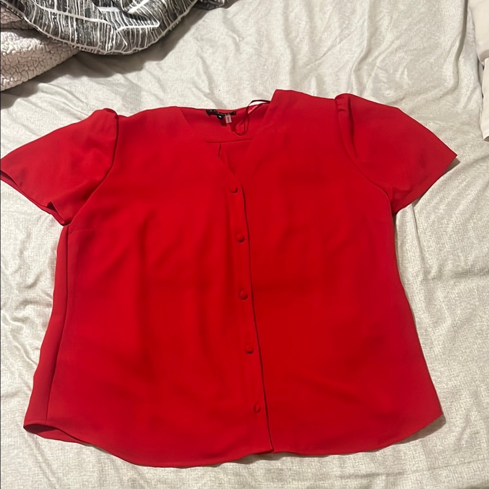 1. State Red Women's Button-Up Blouse